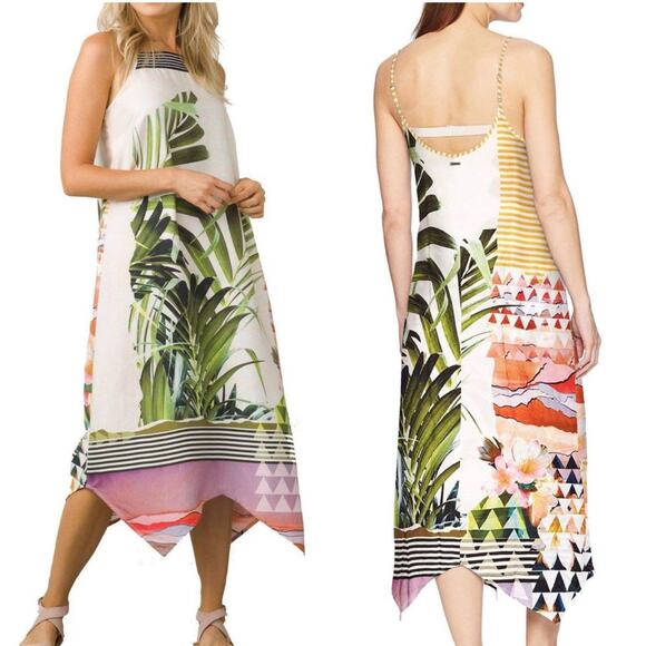 Prana Selene Tropical Floral Print Max Tank Dress Vacation Beach Resort Medium - Picture 1 of 10